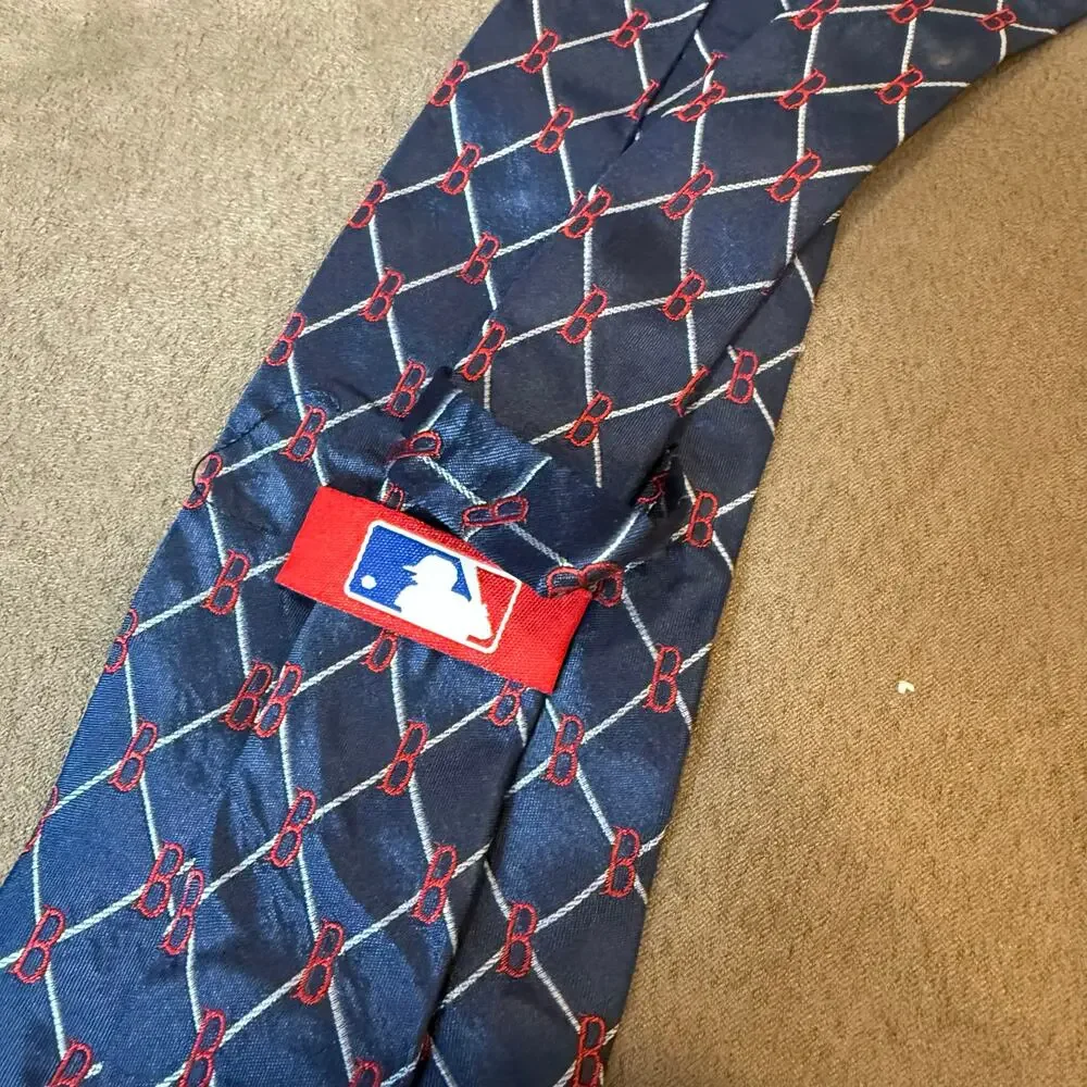 Boston Red Sox Logo MLB Baseball Theme Silk Neck Tie Blue Red Eagles Wings